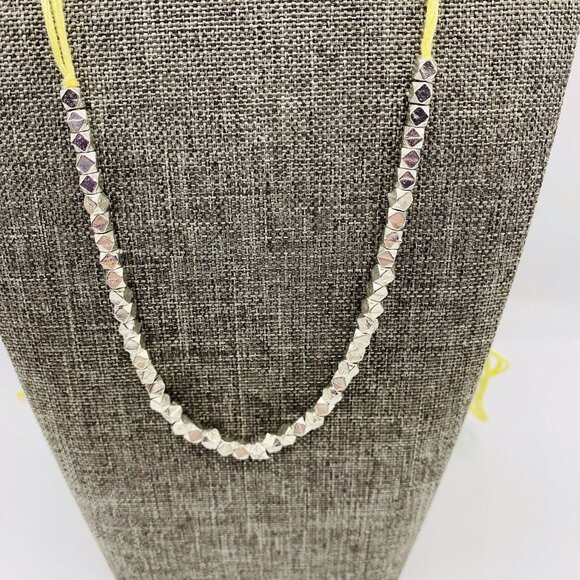 Zad Silver Tone Bead Yellow Adjustable Cord Necklace New - Picture 2 of 4